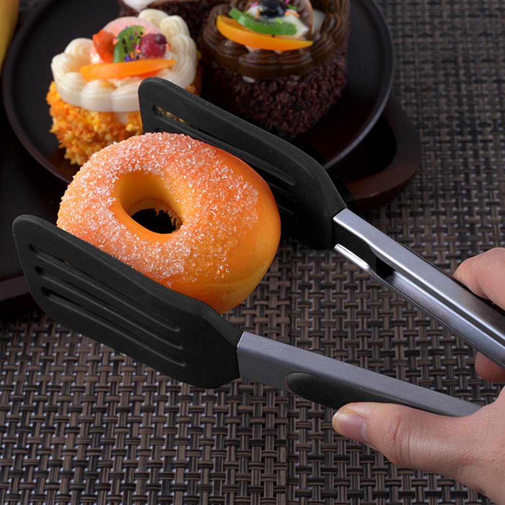 Staruby tongs with heat-resistant silicone tips safe for nonstick cookware
