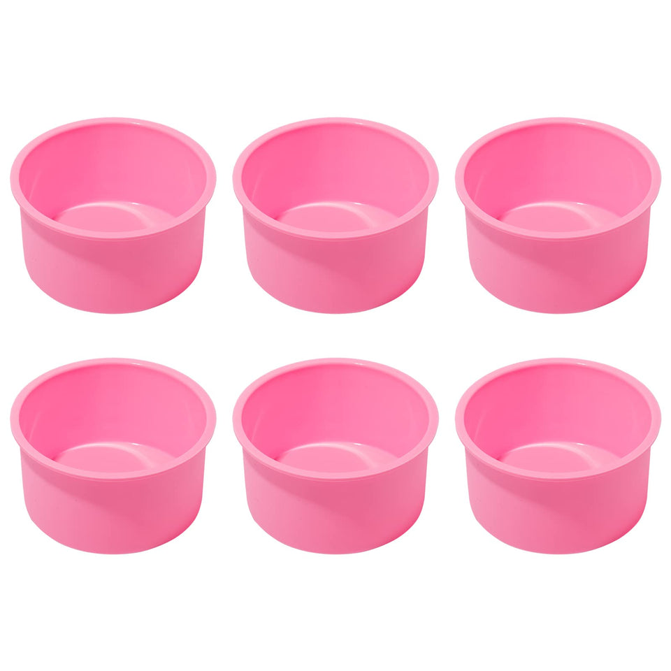 Staruby silicone mini round cake molds pink 6-pack, top view for bite-sized desserts
