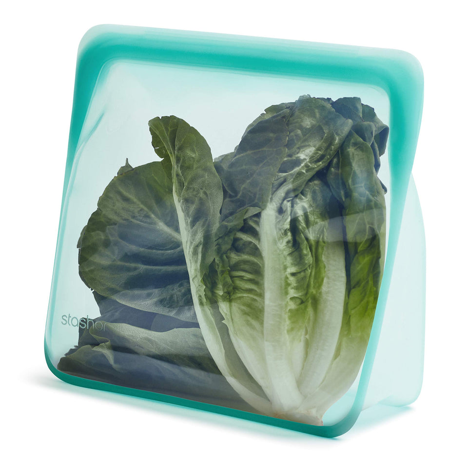 Stasher Aqua Stand-Up Mega Bag for bulk storage and organized meal prep.