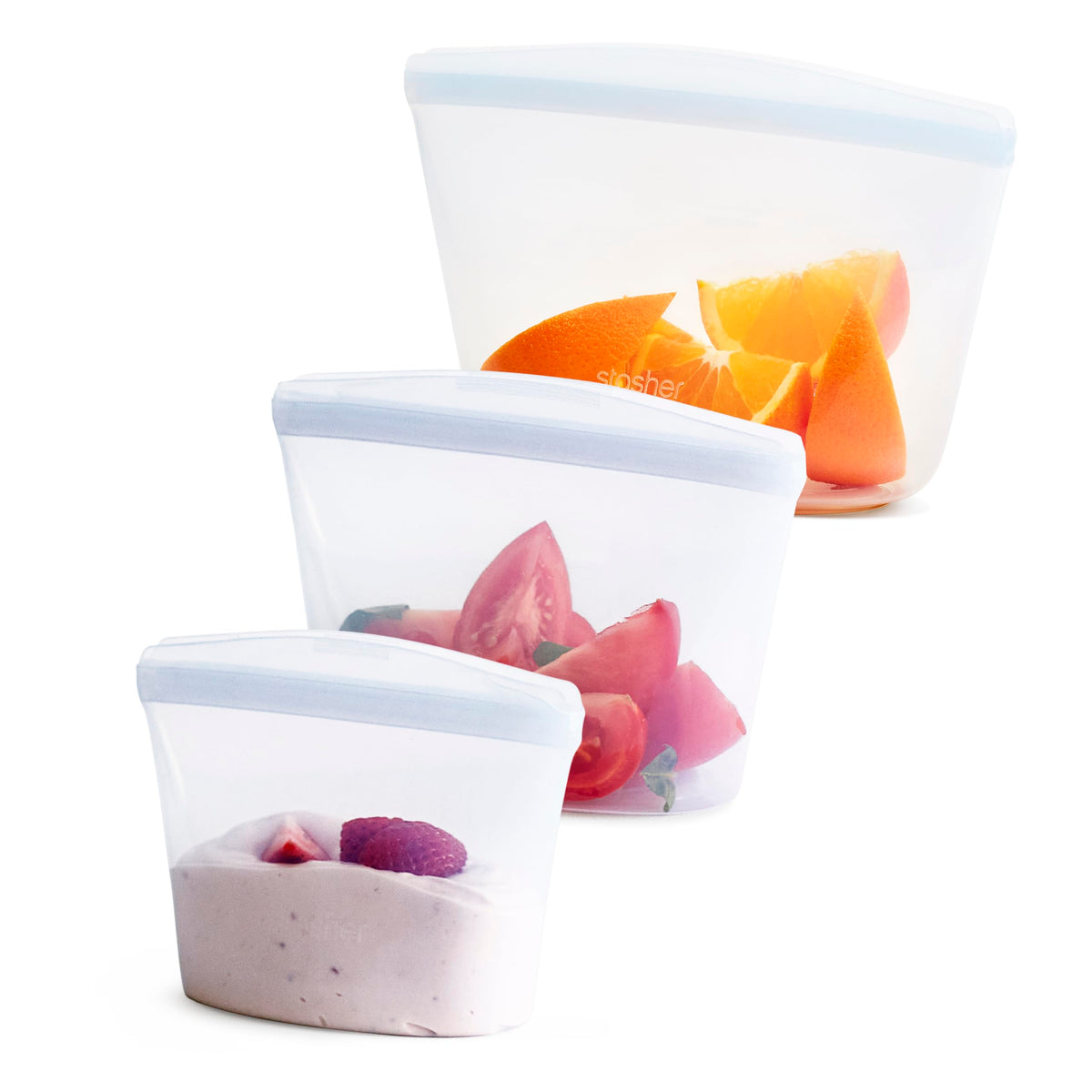 Stasher 1-cup clear bowl ideal for portioned meals and meal prep