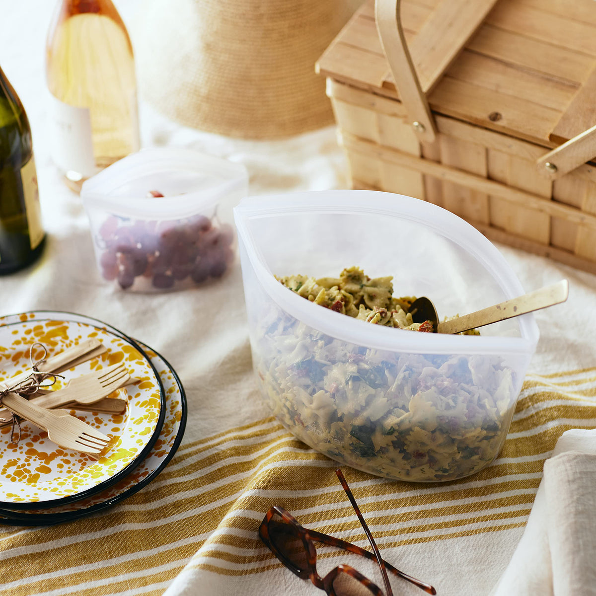 Stasher silicone bag is dishwasher-safe for easy reuse.