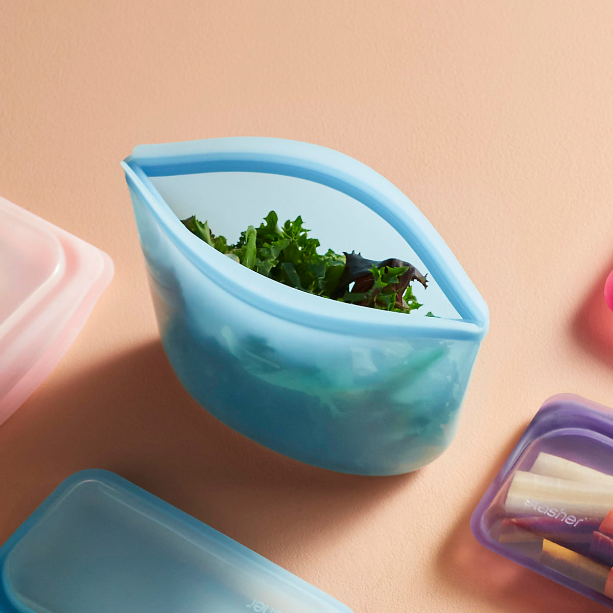 Stasher lavender 16oz bowls for storing leftovers and meal prep.