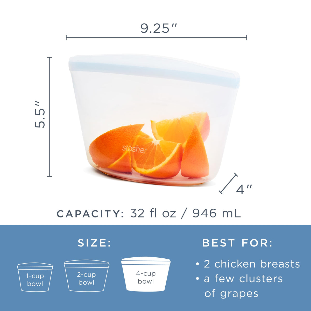 Stasher microwave-safe icon for reheating leftovers safely.