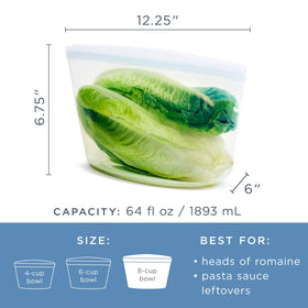 Stasher silicone bag oven-safe up to 425°F for cooking.
