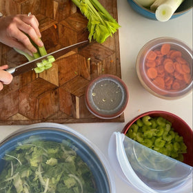 Stasher premium lids offer a clear design for quick content checks.