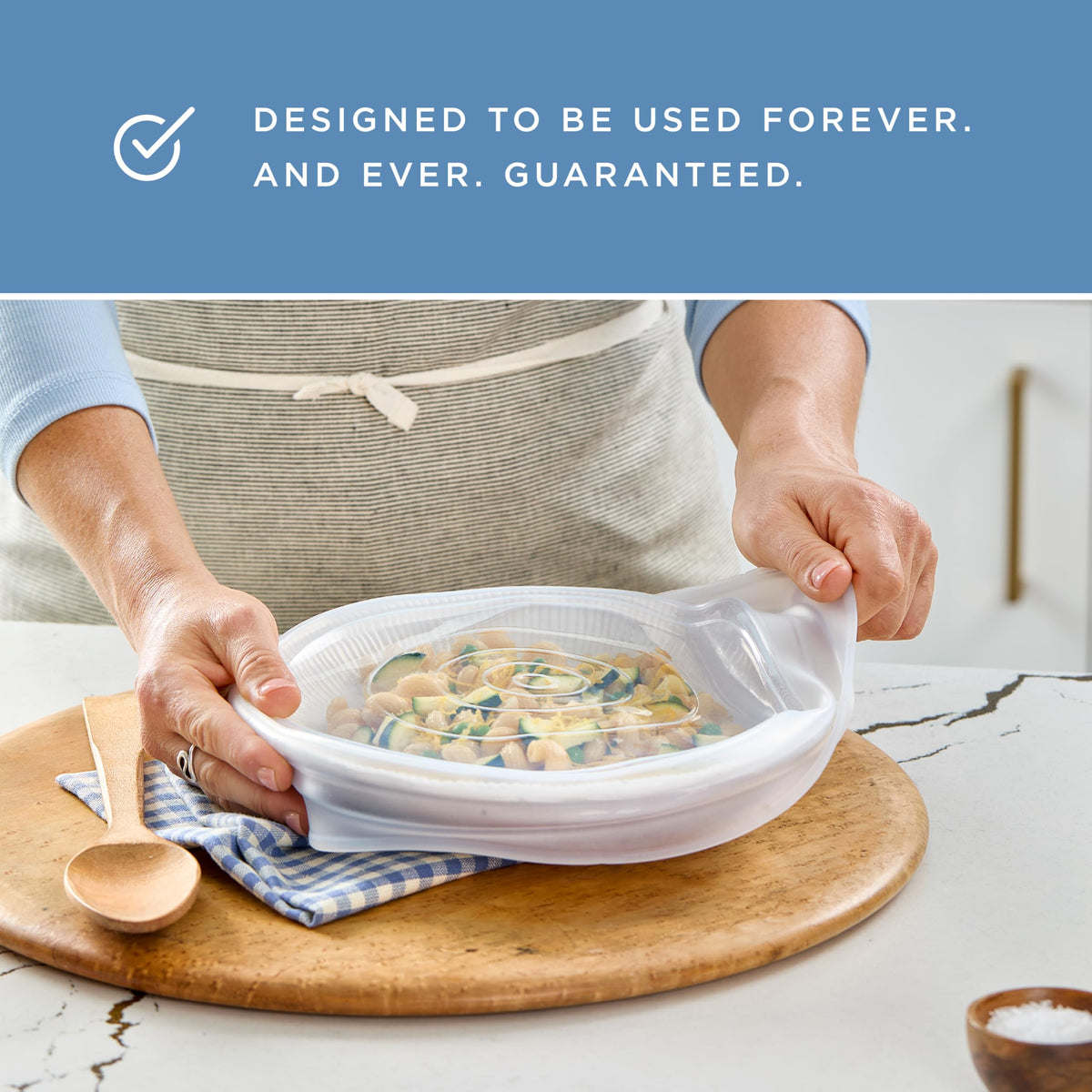 Includes a reusable storage box for tidy kitchen organization.