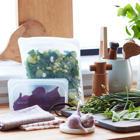 Stasher blue sandwich bag ideal for meal prep and on the go storage