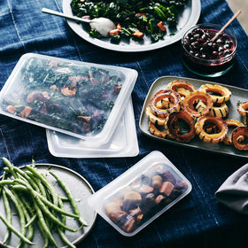 Stasher red sandwich bag ready for lunch and snack organization