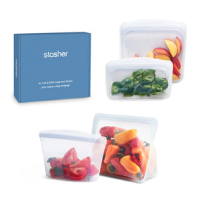 Stasher sandwich bag for leak-free on-the-go meals.