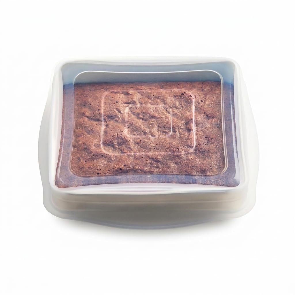 Stasher square stretch lid over casserole seals freshness and reduces plastic waste.