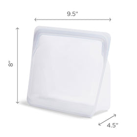 Stasher Stand-Up Mega Bag oven and microwave safe in kitchen.