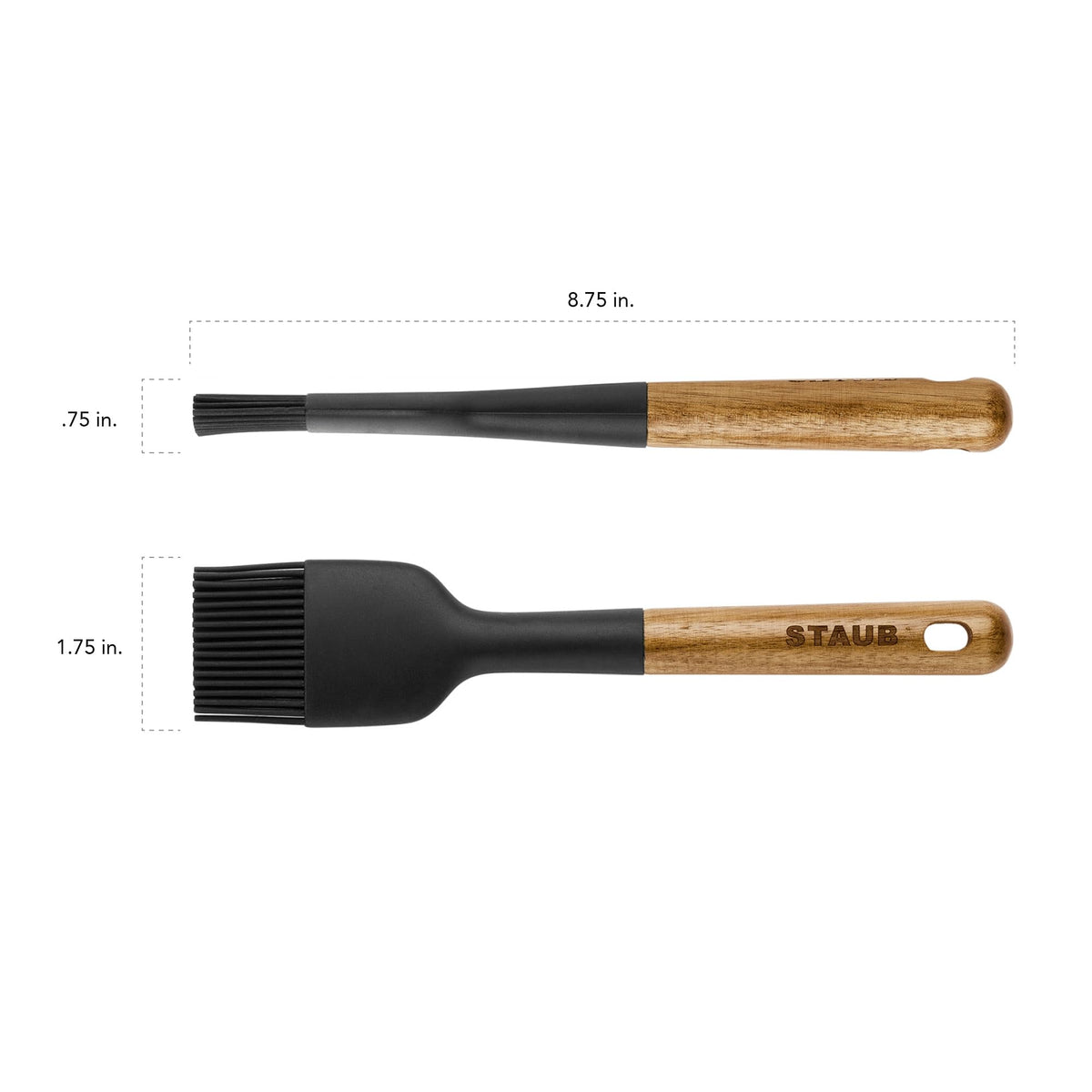STAUB pastry brush is safe for nonstick surfaces, preserving delicate pastry and pan finishes.