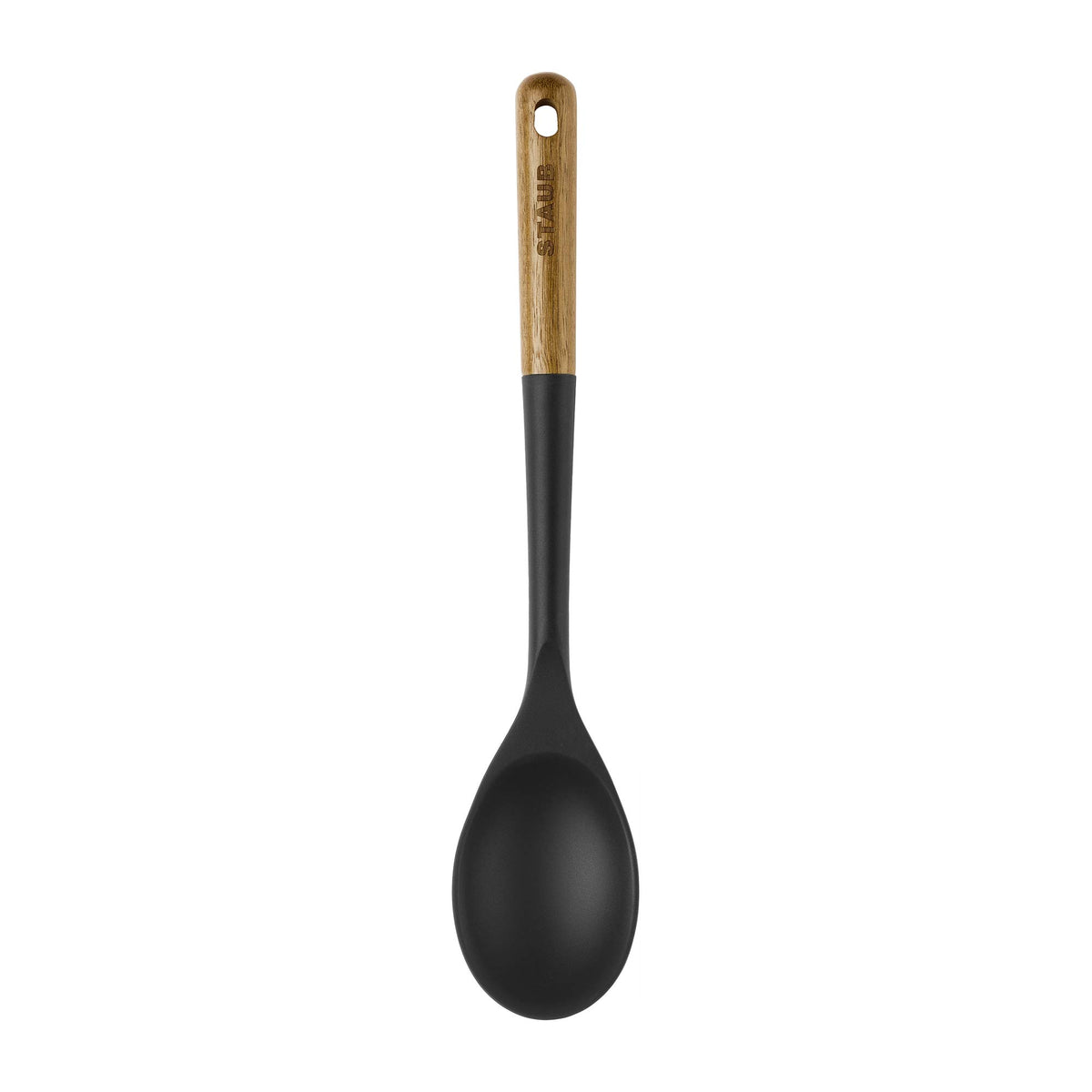 STAUB spoon with acacia wood handle, ergonomic grip and hanging loop
