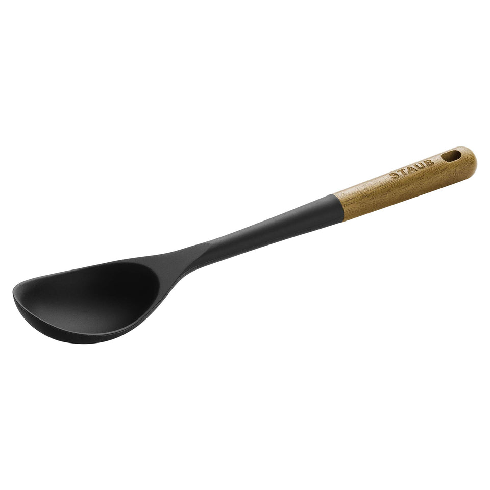 STAUB serving spoon with silicone and acacia handle for comfortable, precise scooping