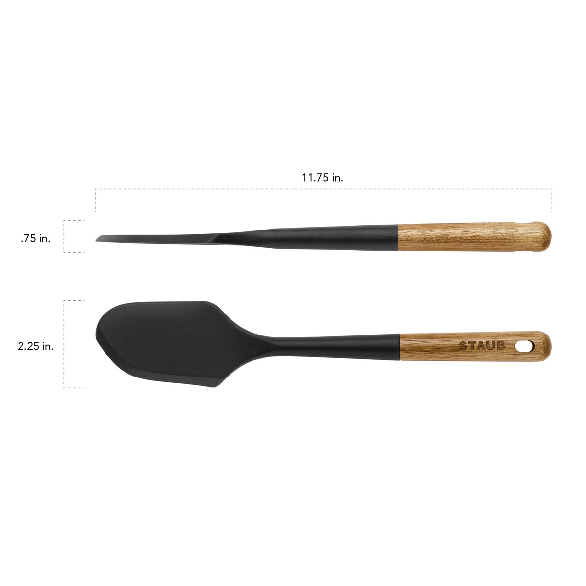 STAUB spatula spreading sauce evenly on pan, nonstick friendly