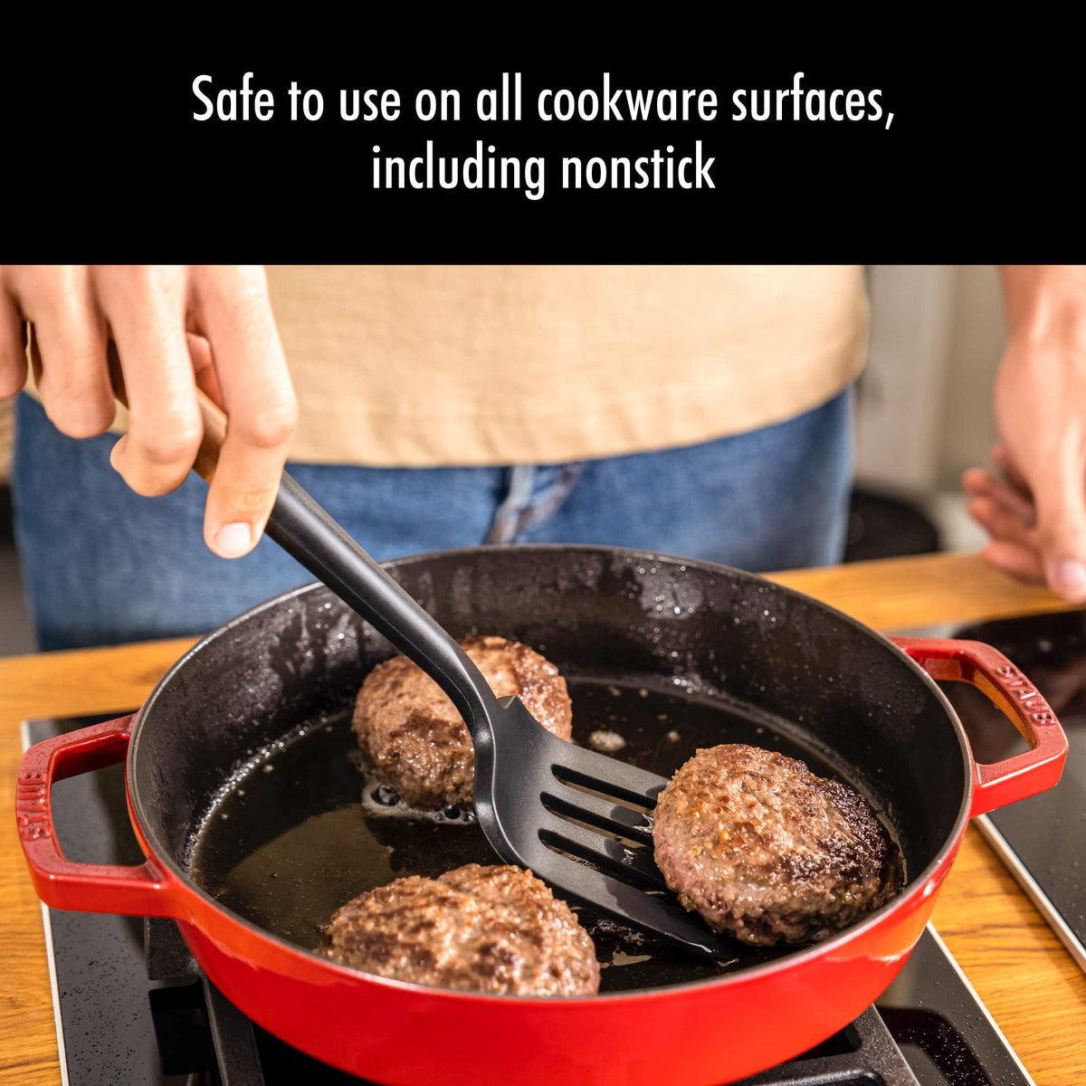 STAUB silicone spatula turner angled for sandwiches, precise flips on nonstick surfaces