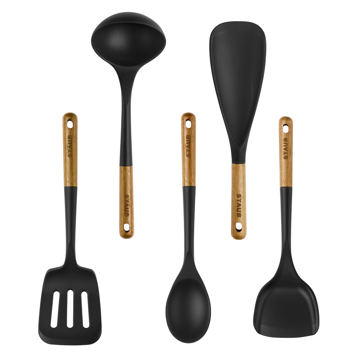 STAUB two-in-one spatula-spoon for browning, scraping, and serving with ease.