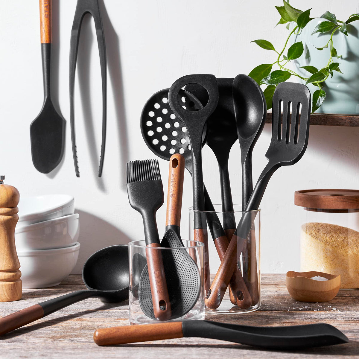 STAUB ladle with wood handle for serving soups and stews safely