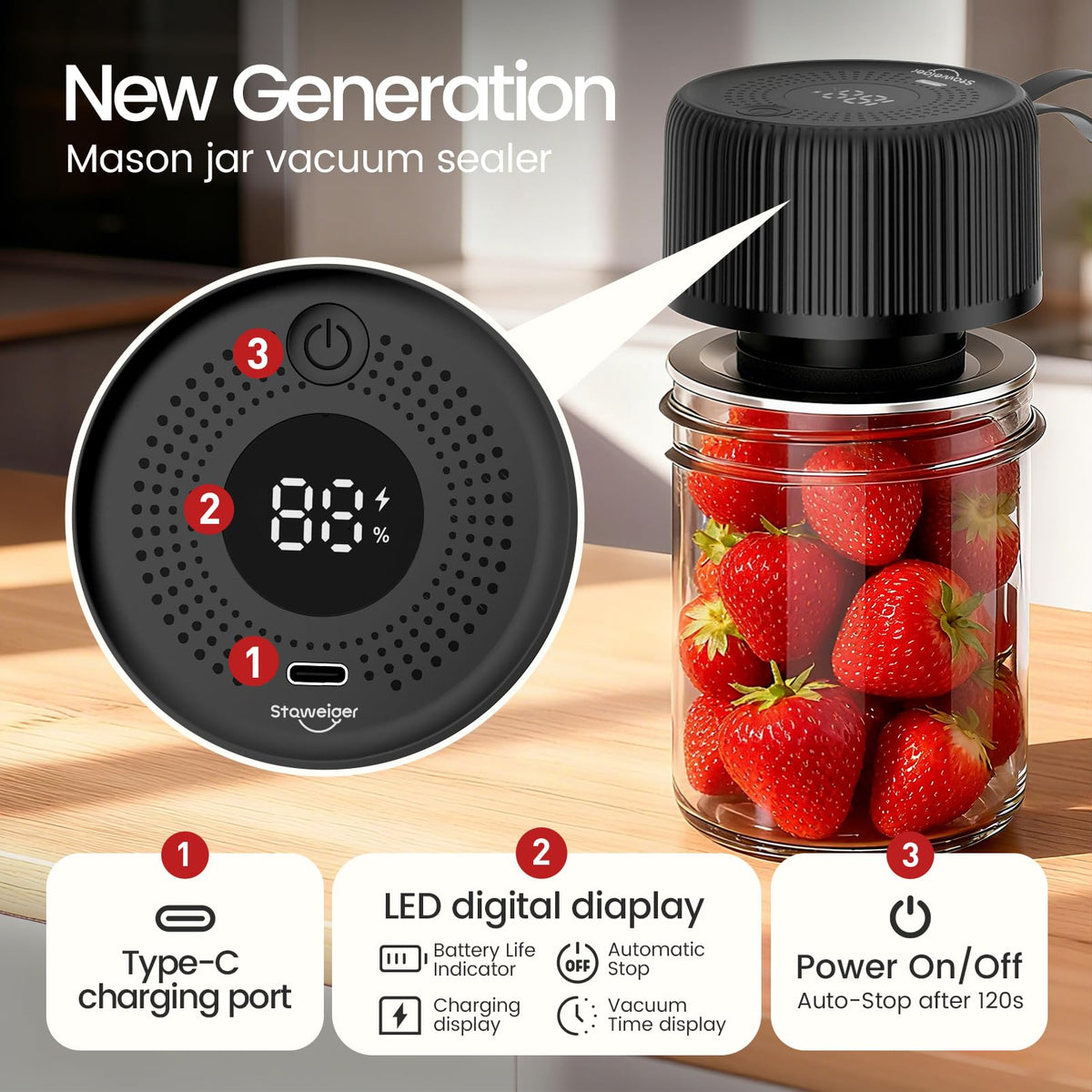 Cordless portable Staweiger sealer ready for on the go preservation