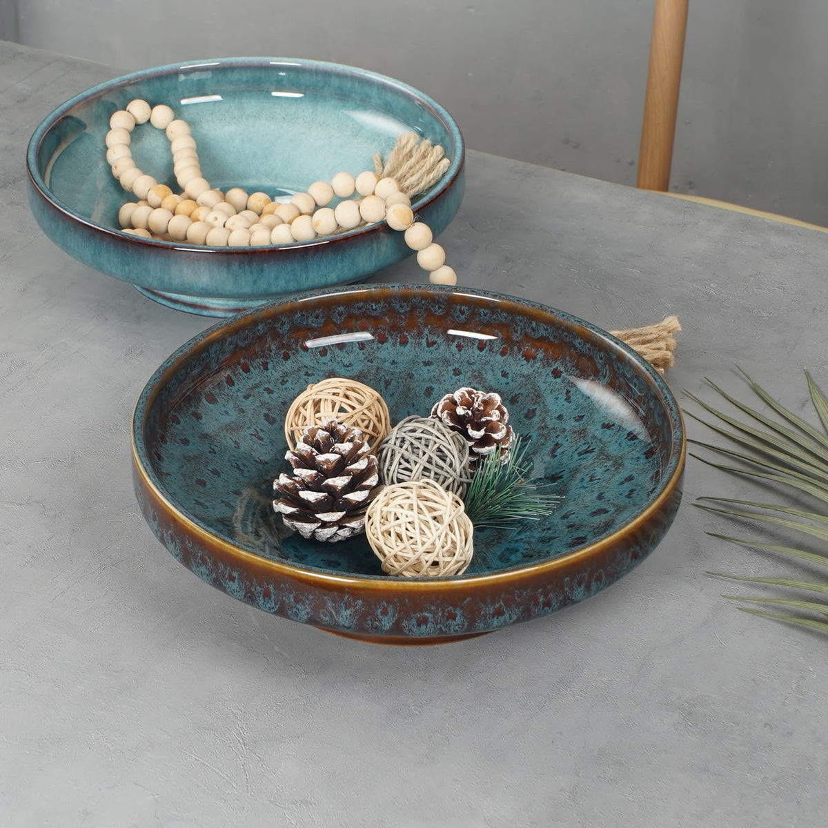 STE-CER peacock green kitchen counter decor bowl on surface