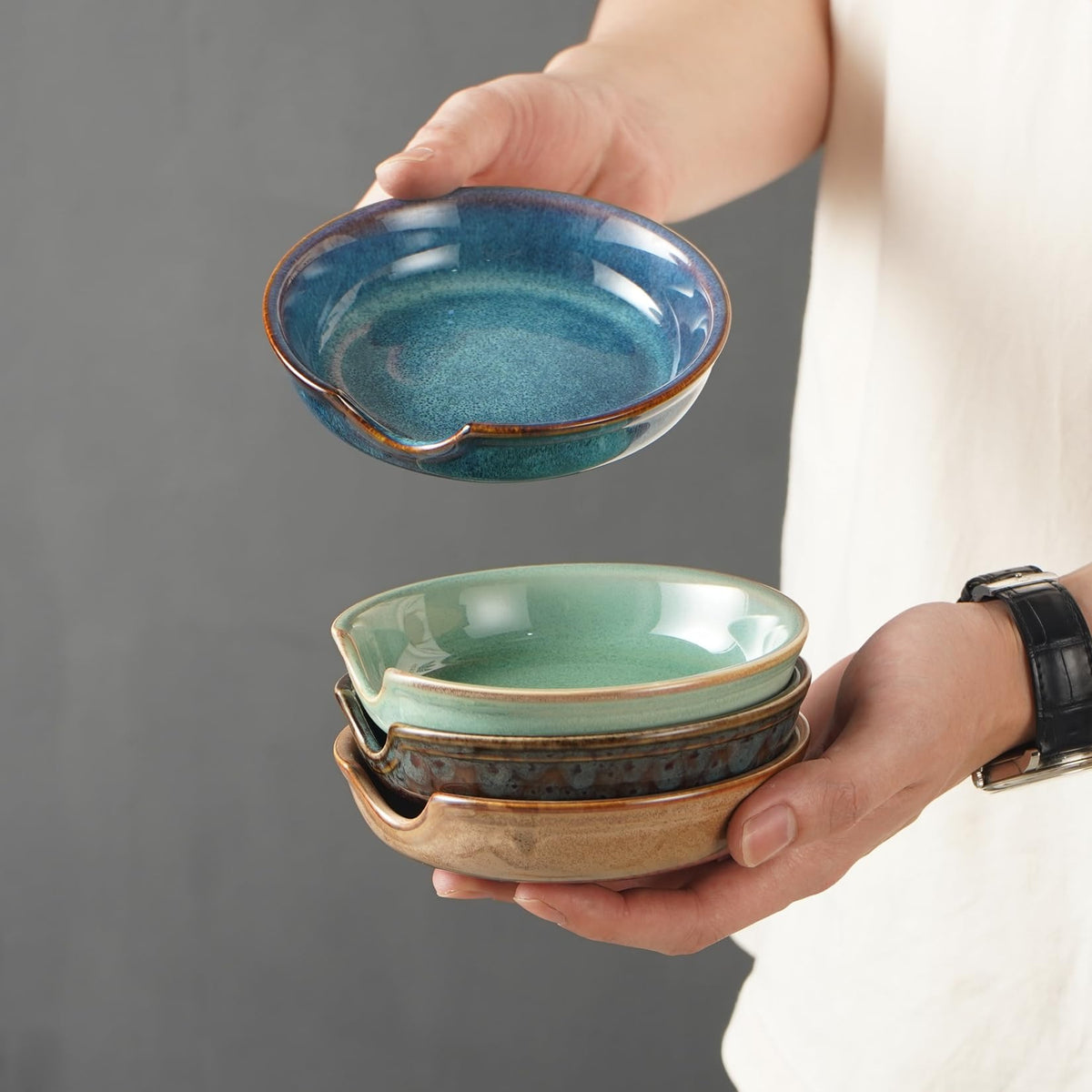 STE-CER spoon rest with reactive glaze adds farmhouse charm and practicality