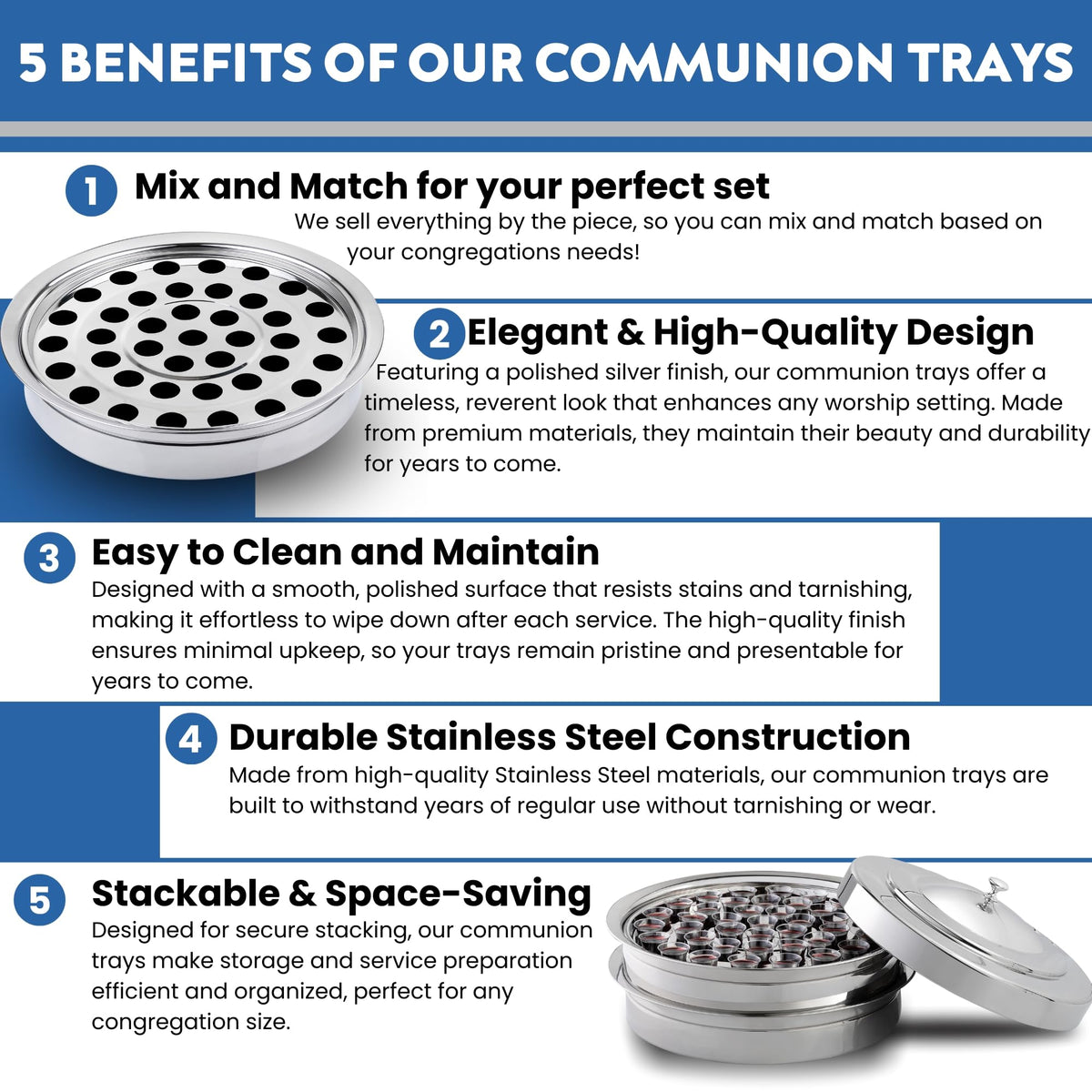 Steadfast Selections stainless steel communal tray showing durability for busy services