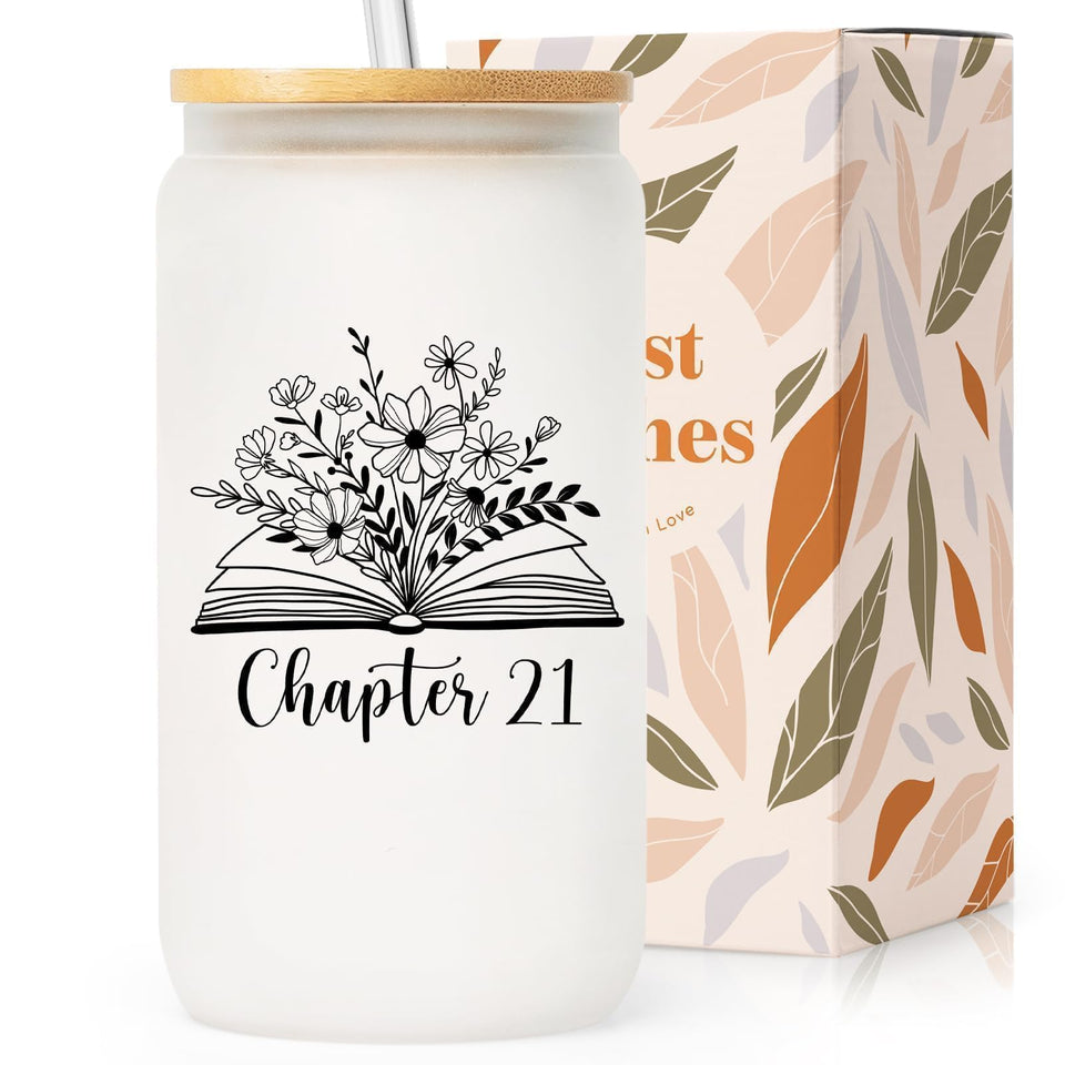 SteadStyle Chapter 21 glass tumbler with lid and straw for hot and cold drinks