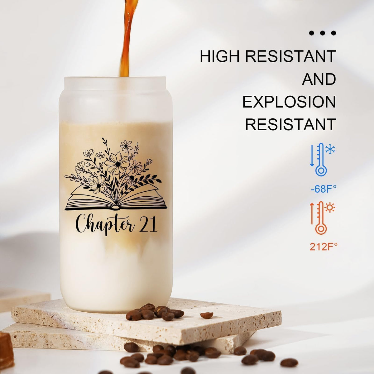 SteadStyle hot and cold glass cup for coffee and iced tea