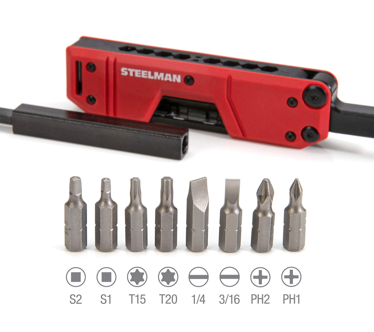 Steelman magnetic shaft securely holds bits during use.