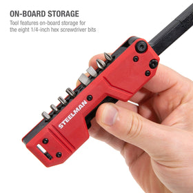 Steelman on-board storage keeps eight bits organized.