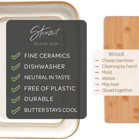 Steinzeit ceramic butter dish on counter for elegant organization.