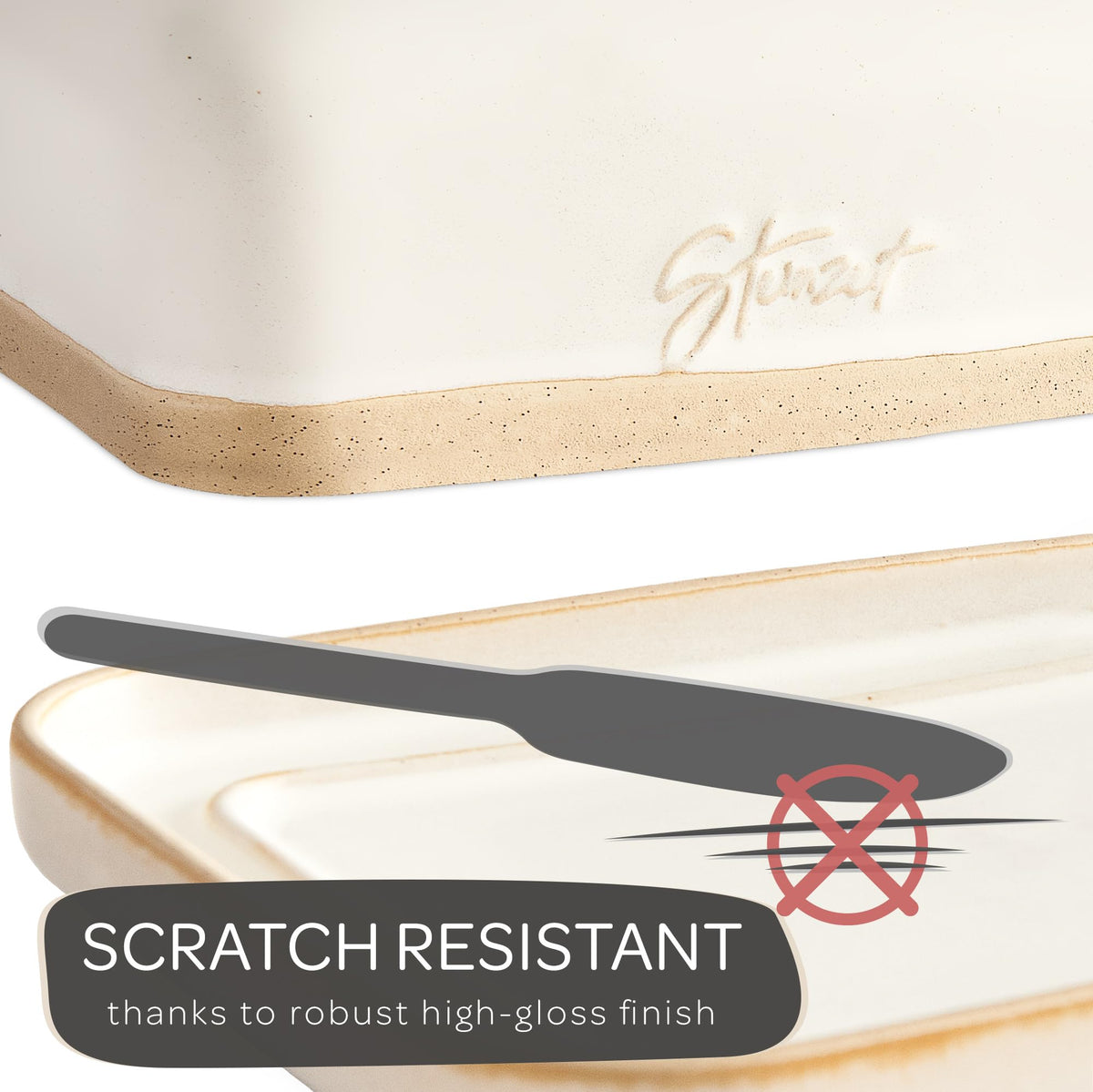 Steinzeit butter dish is eco-friendly and recyclable for mindful homes.