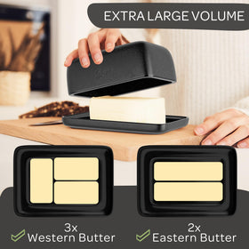Steinzeit butter dish large capacity image demonstrates two Western sticks fit