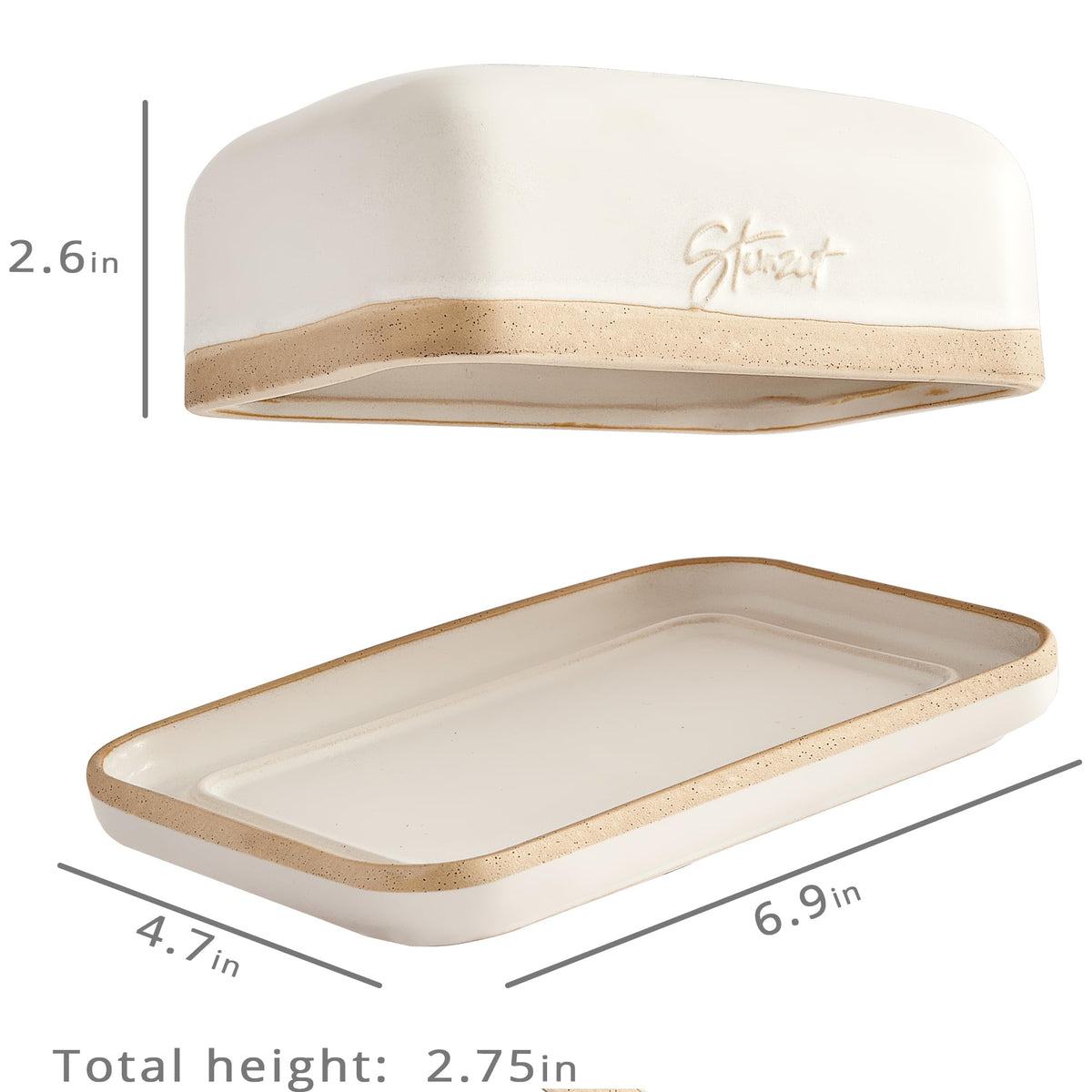Steinzeit butter dish microwave-friendly for softening butter when needed.