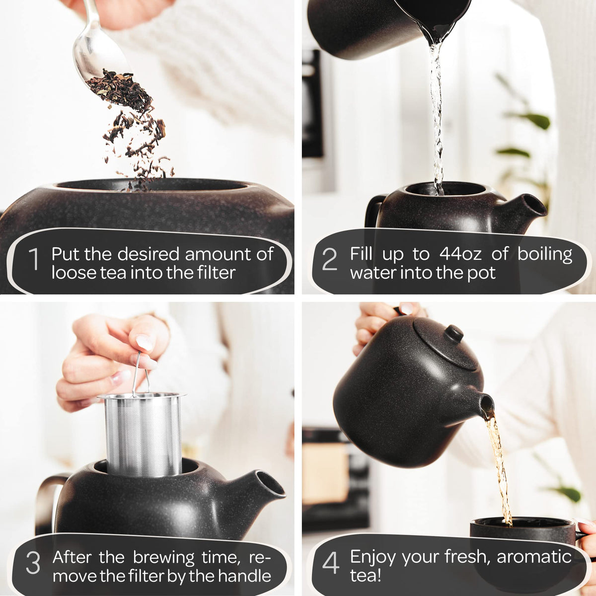 Steinzeit teapot uses recyclable, non-toxic ceramic materials for eco-friendly use