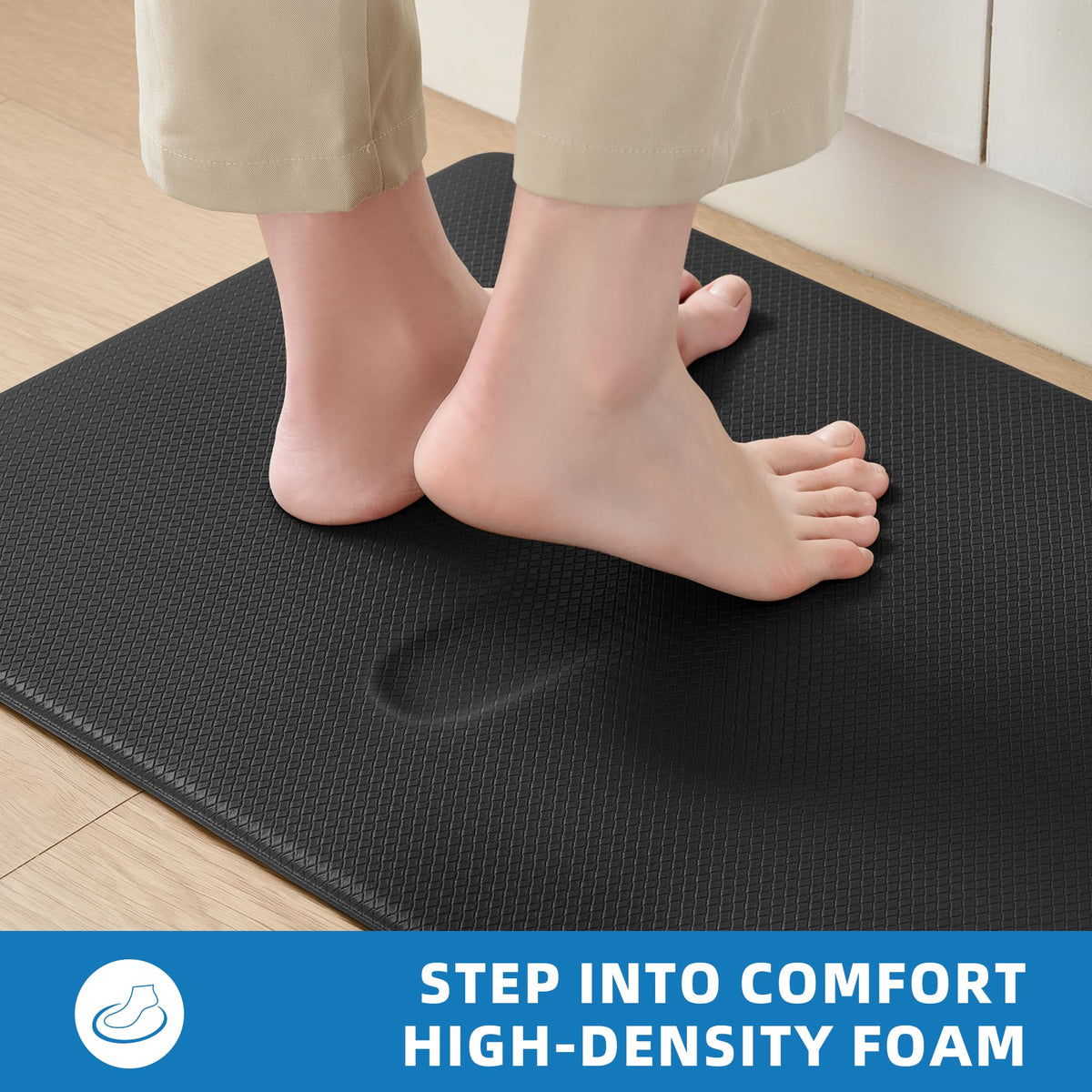 StepAura memory foam close-up highlights plush underfoot cushioning for fatigue relief.