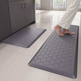 StepAura kitchen mats top view showing the two-piece anti-fatigue set for comfortable standing