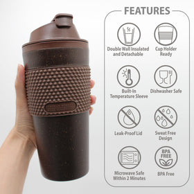 Stephan Roberts insulated double-wall tumbler maintains beverage temperature longer.