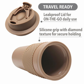 Stephan Roberts leak-proof lid prevents spills during travel and commutes.