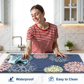 StepLively blue laundry-entry mat cushions feet during chores.