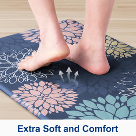StepLively blue non-slip backing ensures stable footing on tile.