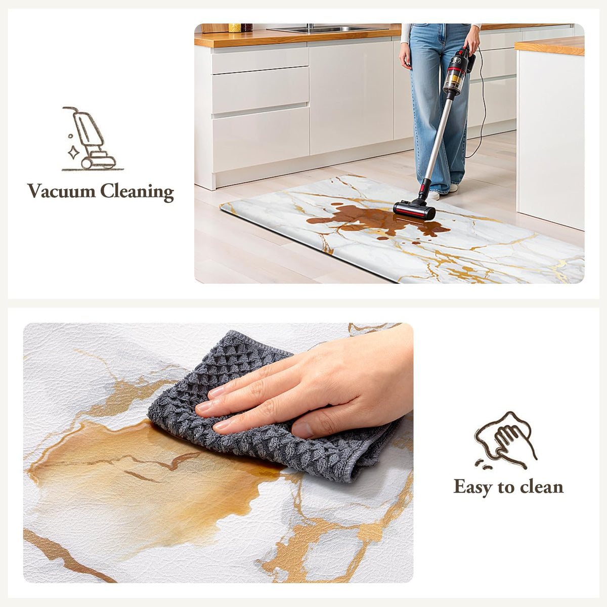 StepLively low-profile 0.4-inch mats minimize trip hazards near sinks and stoves.