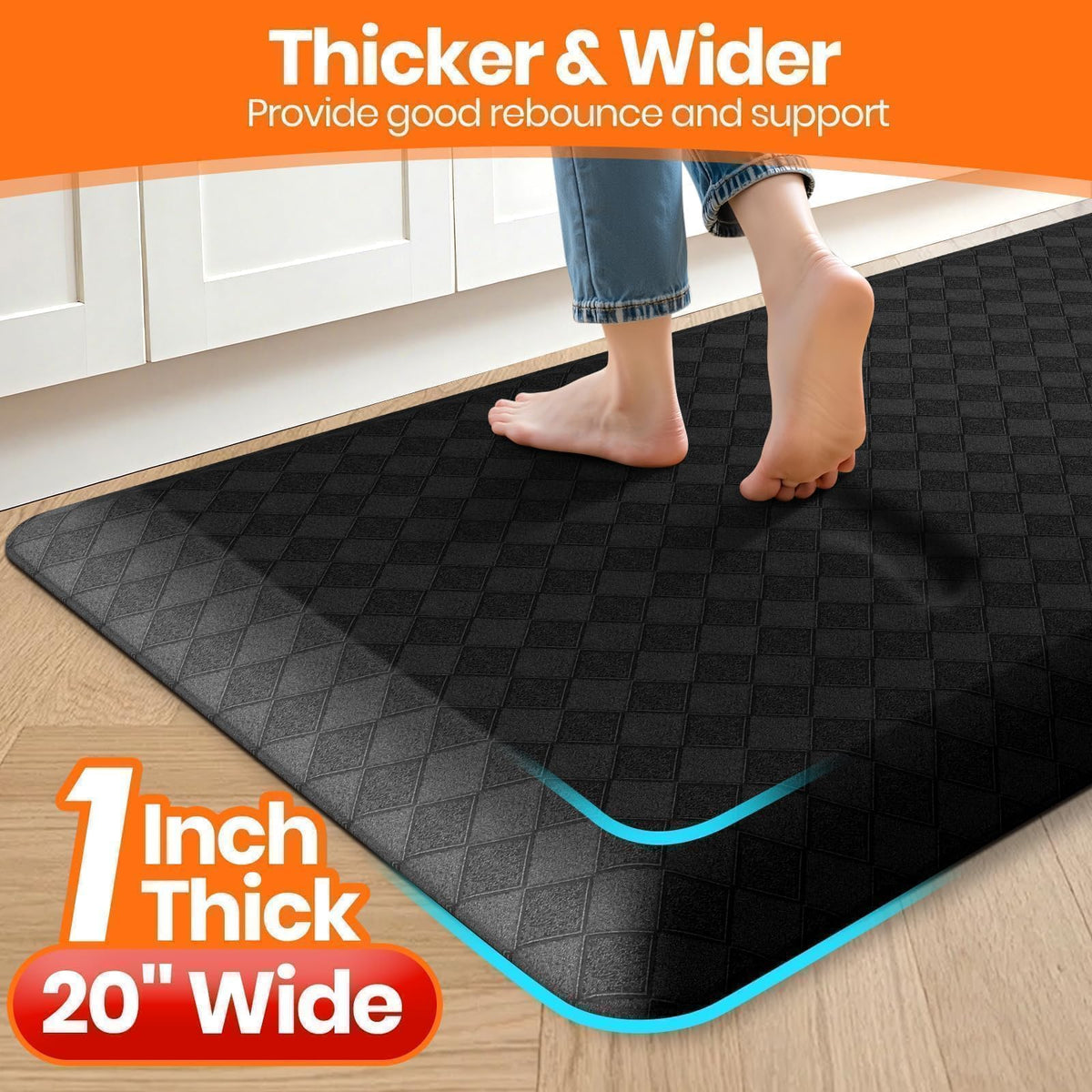 StepRite anti-fatigue kitchen rug provides comfort during long tasks