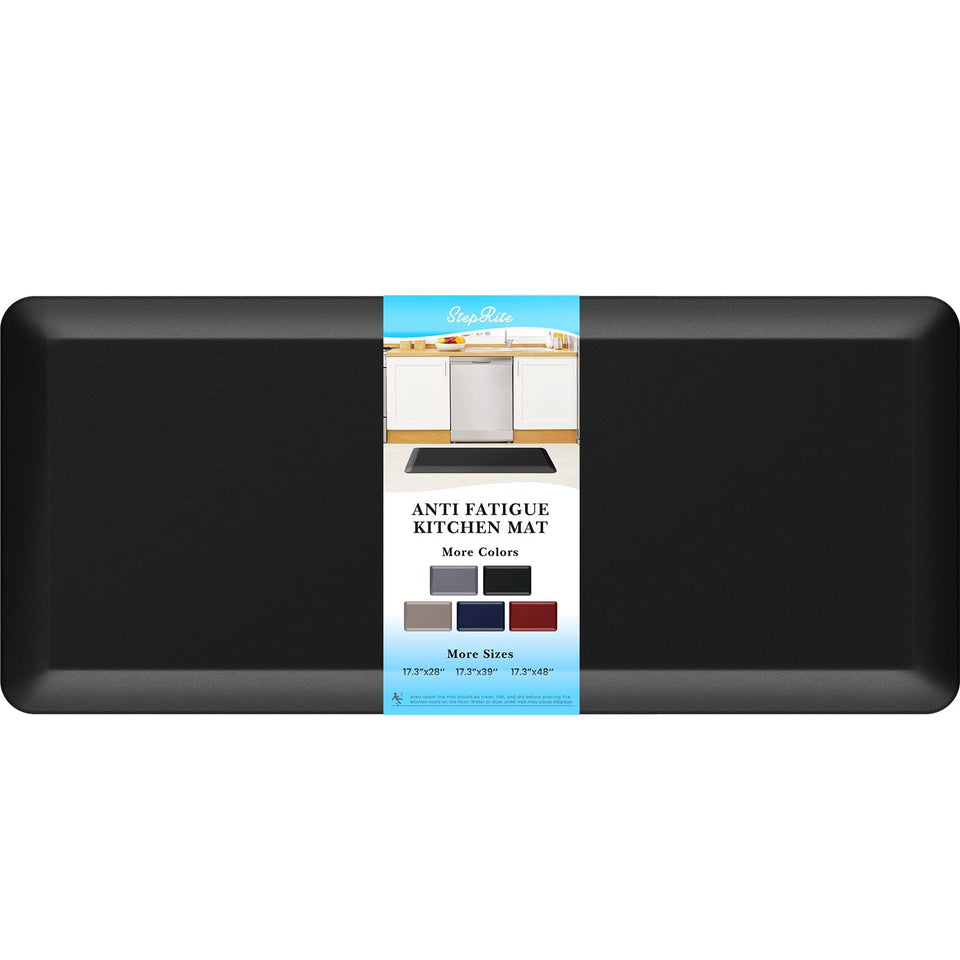 StepRite kitchen mat 4-5 inch thick cushions feet during prep.