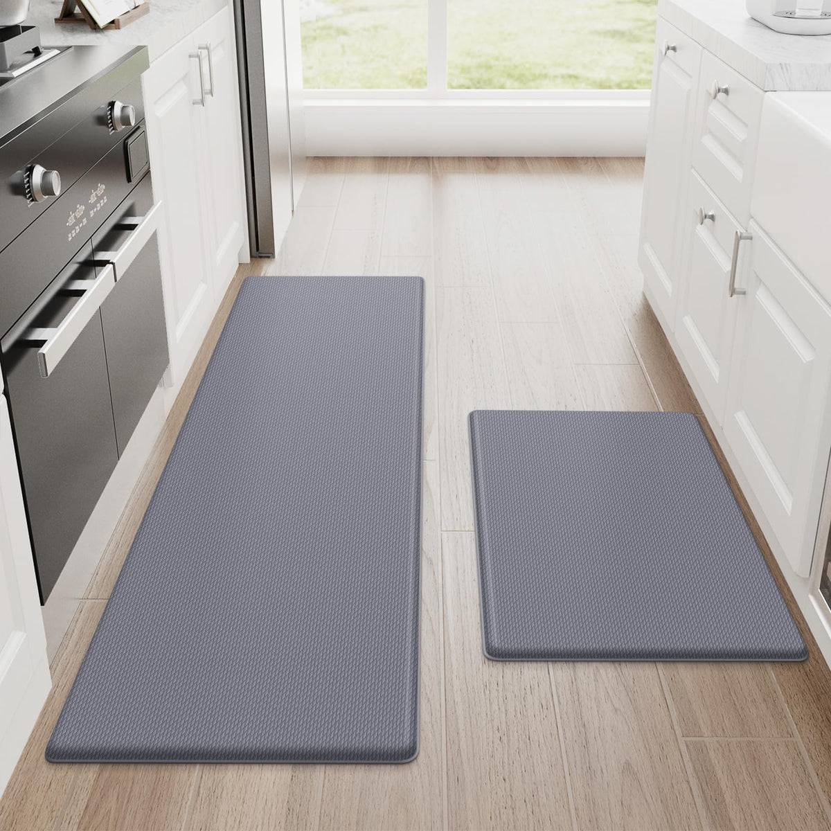 StepRite kitchen mat anti-fatigue provides plush cushioning for longer cooking tasks.
