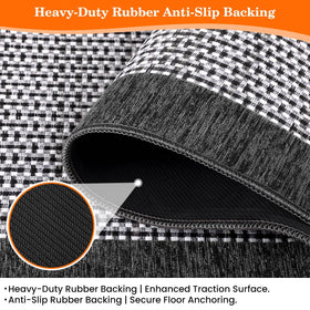 Machine-washable kitchen mat for easy refresh and quick cleanup.