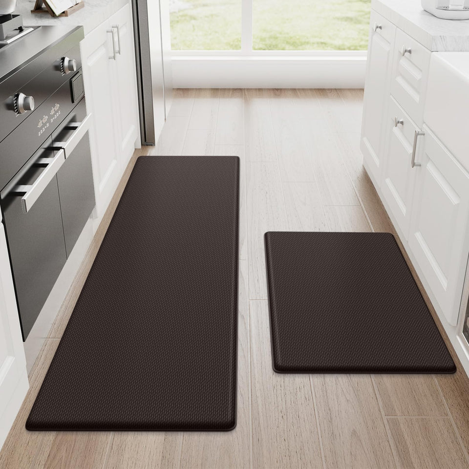 StepRite kitchen mats anti-fatigue foam for comfortable standing during cooking.