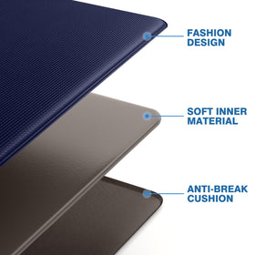 StepRite blue kitchen mat close-up highlights waterproof surface and durability.