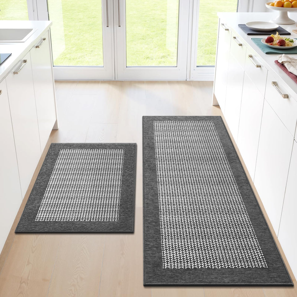 StepRite non-slip kitchen mats with rubber backing on tile floors, stable and safe.