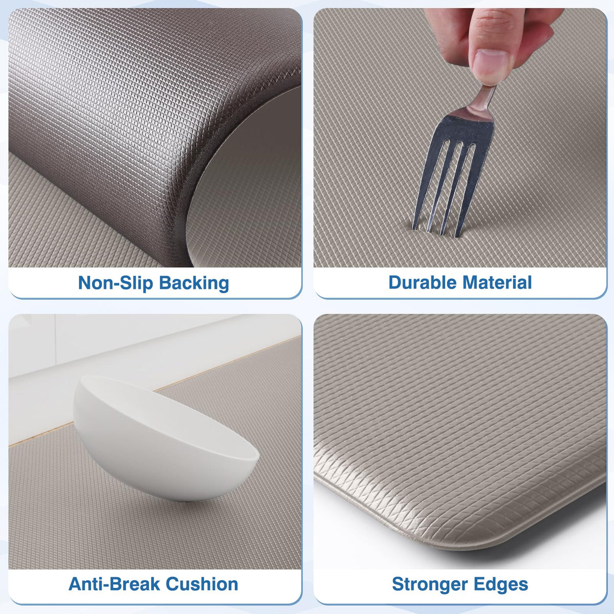 StepRite non-slip backing keeps mats secure on various floors.